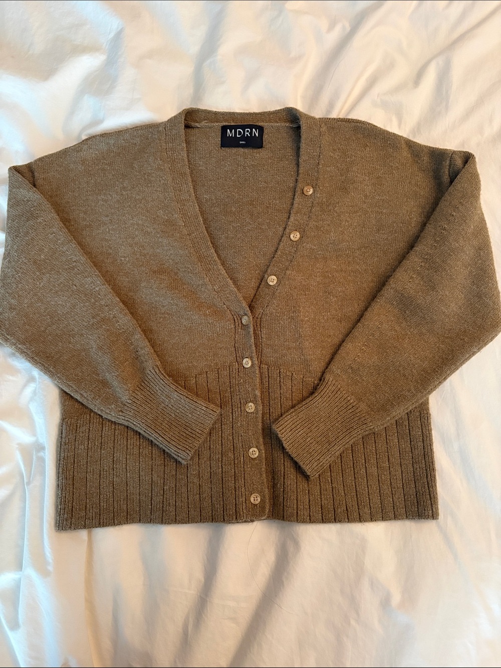 Modern Citizen Taupe V-Neck Button Cardigan Sweater EUC